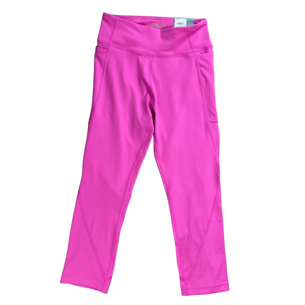 Tek‎ Gear Capri Leggings Womens Small Pink High Rise Pockets Activewear Yoga